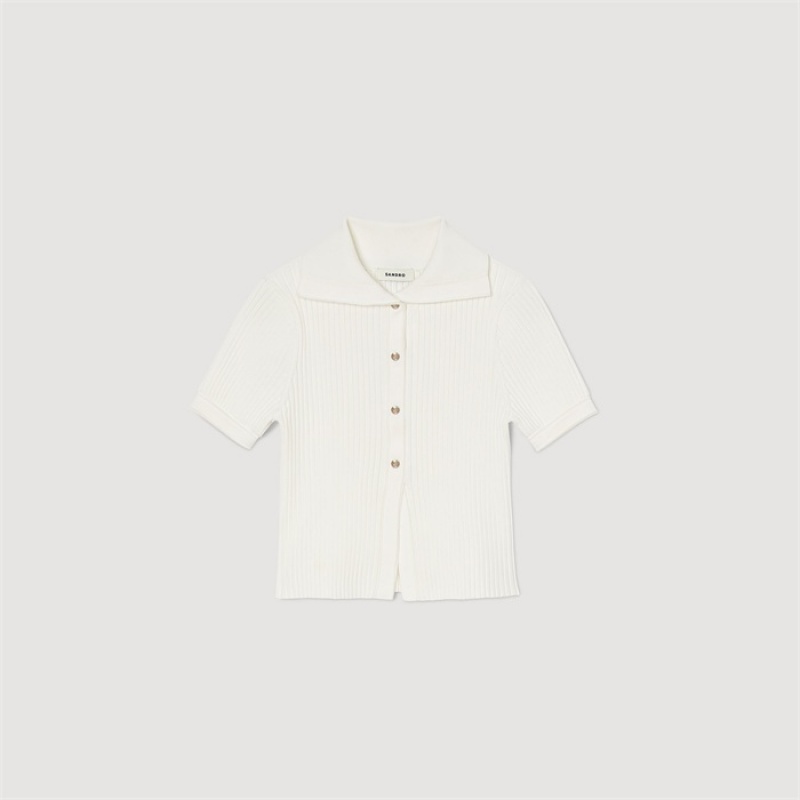 Sandro Sailor-neck knit jumper White | SN-SDO64677