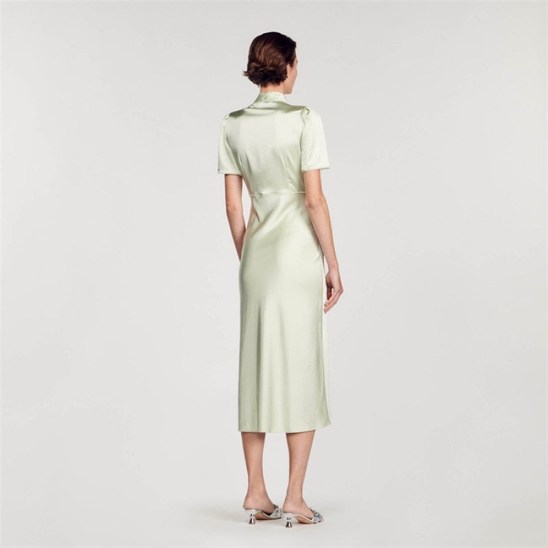 Sandro Satin-effect maxi dress Vert Amande | SN-SDO64278