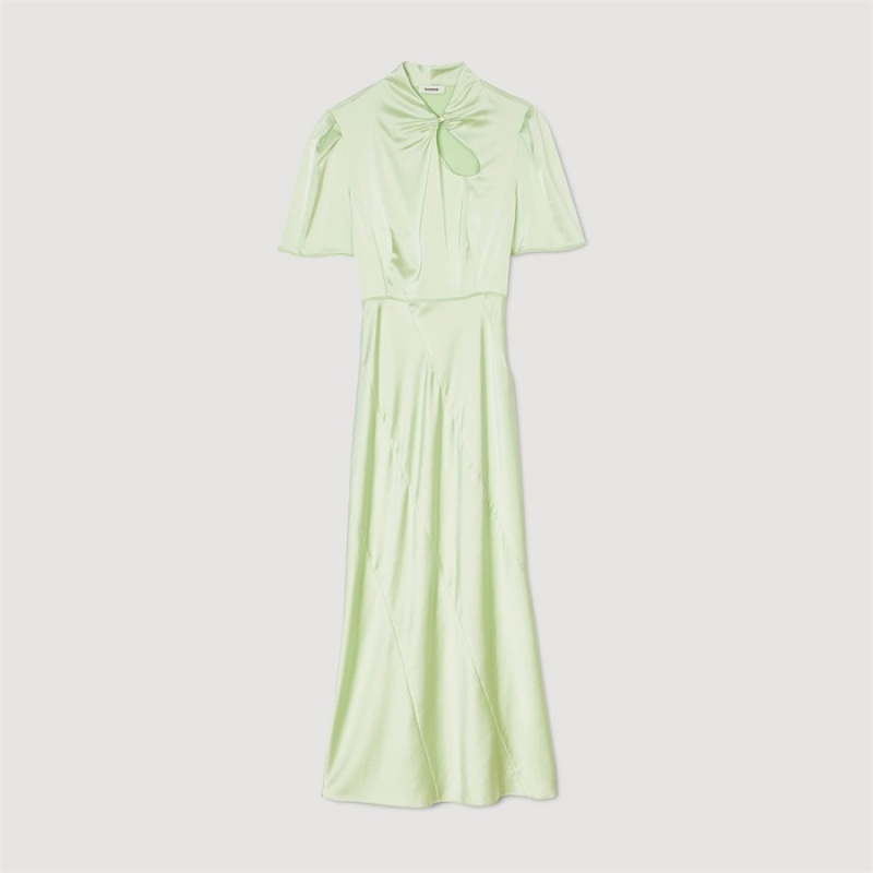 Sandro Satin-effect maxi dress Vert Amande | SN-SDO64278