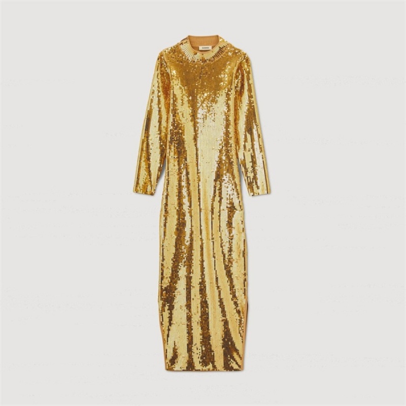 Sandro Sequin midi dress Gold | SN-SDO64198