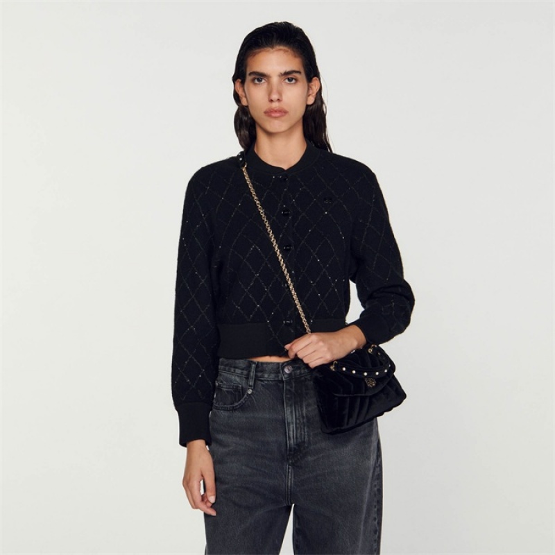 Sandro Sequined coatigan Black | SN-SDO64544