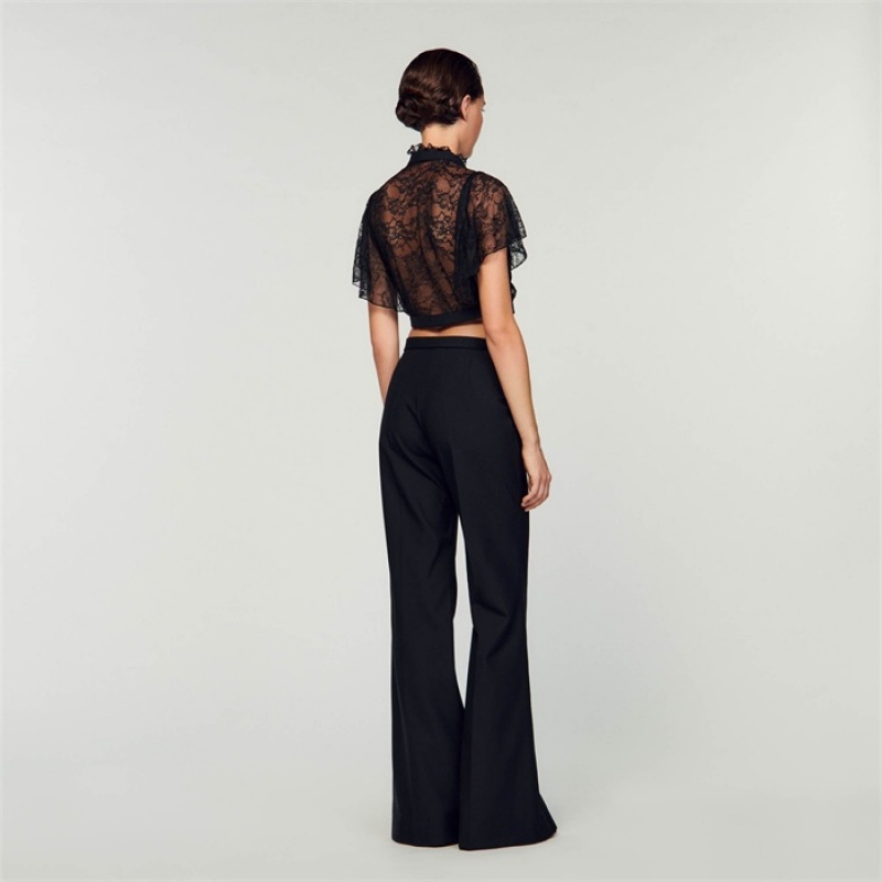 Sandro Short lace blouse Black | SN-SDO64372
