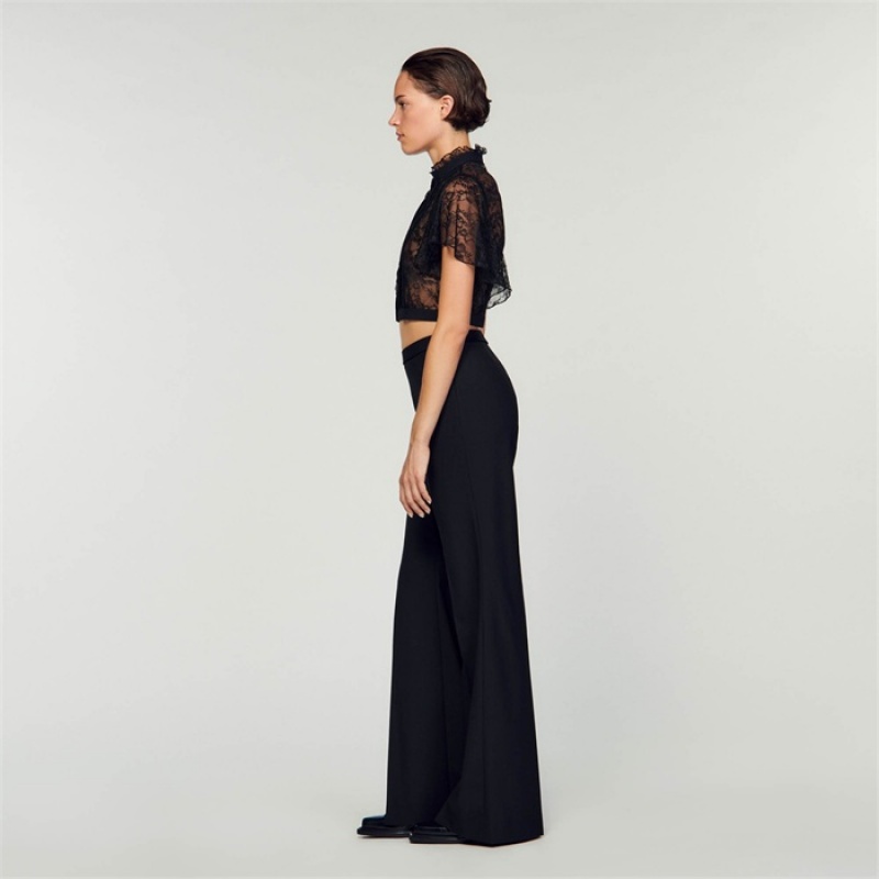 Sandro Short lace blouse Black | SN-SDO64372