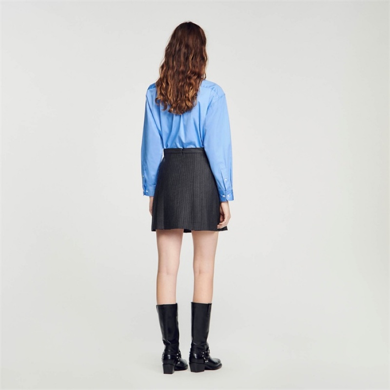 Sandro Short striped skirt Grey | SN-SDO64726