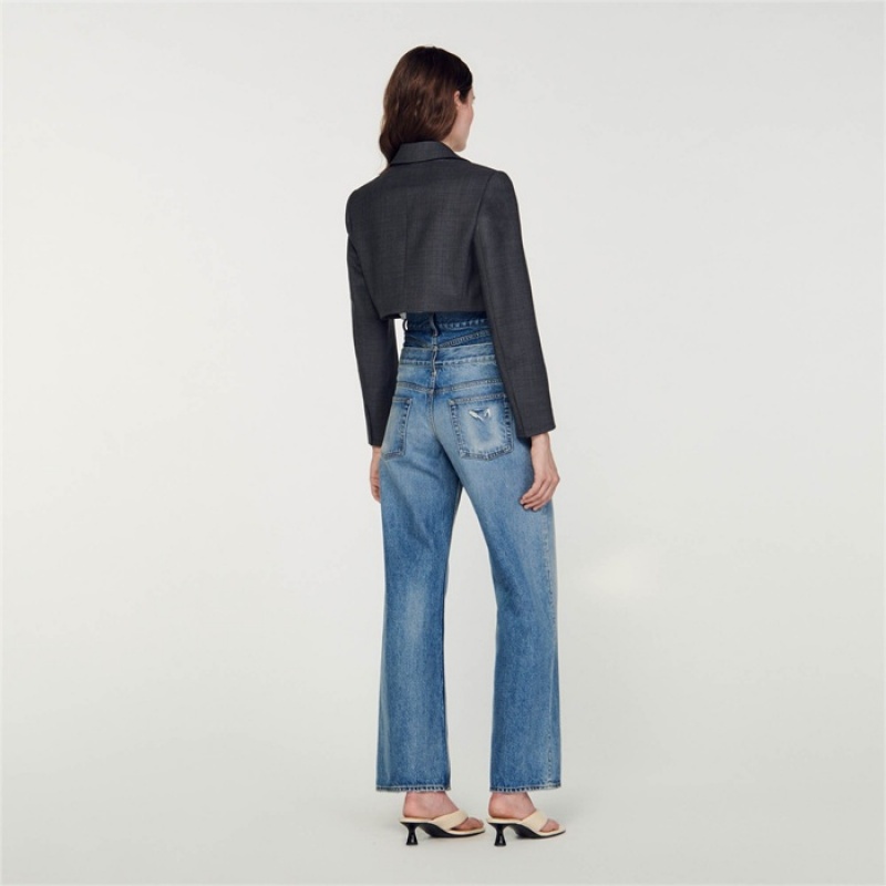 Sandro Short suit jacket Charcoal Grey | SN-SDO64446