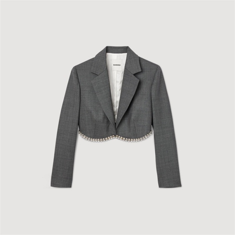 Sandro Short suit jacket Charcoal Grey | SN-SDO64446