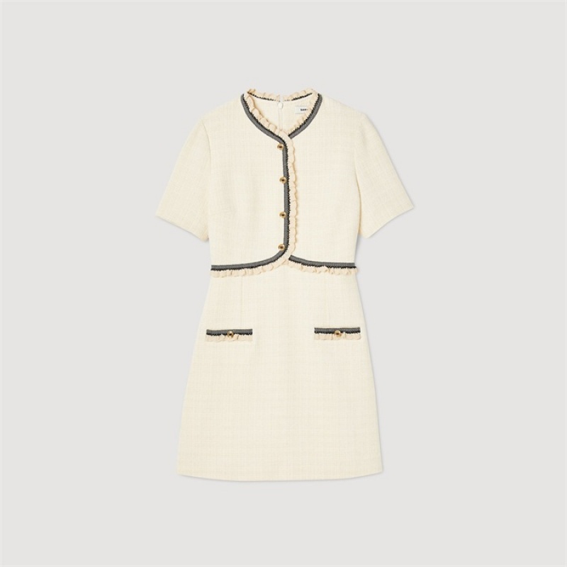 Sandro Short tweed dress Ecru | SN-SDO64246