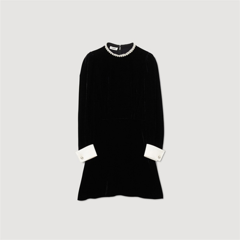 Sandro Short velvet dress Black | SN-SDO64187