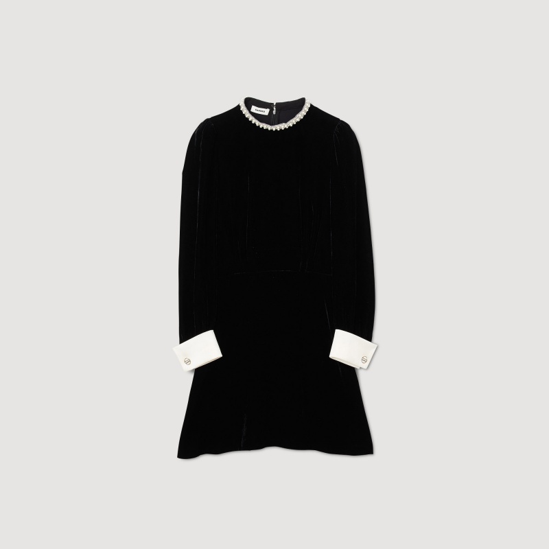Sandro Short velvet dress Black | SN-SDO64188