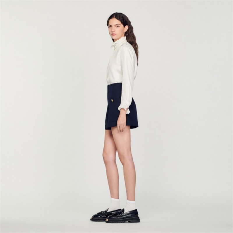 Sandro Shorts with turn-ups Navy Blue | SN-SDO64782