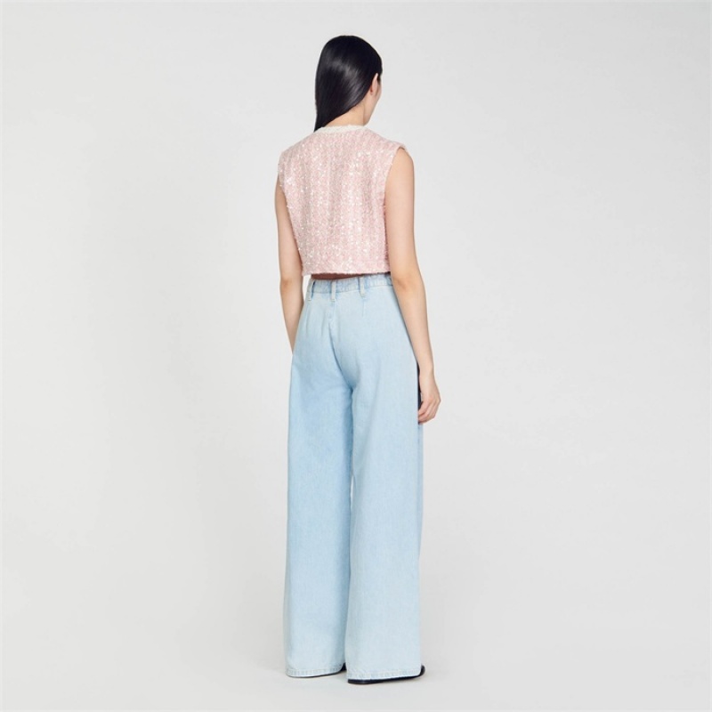 Sandro Sleeveless tweed jacket Pink | SN-SDO64480