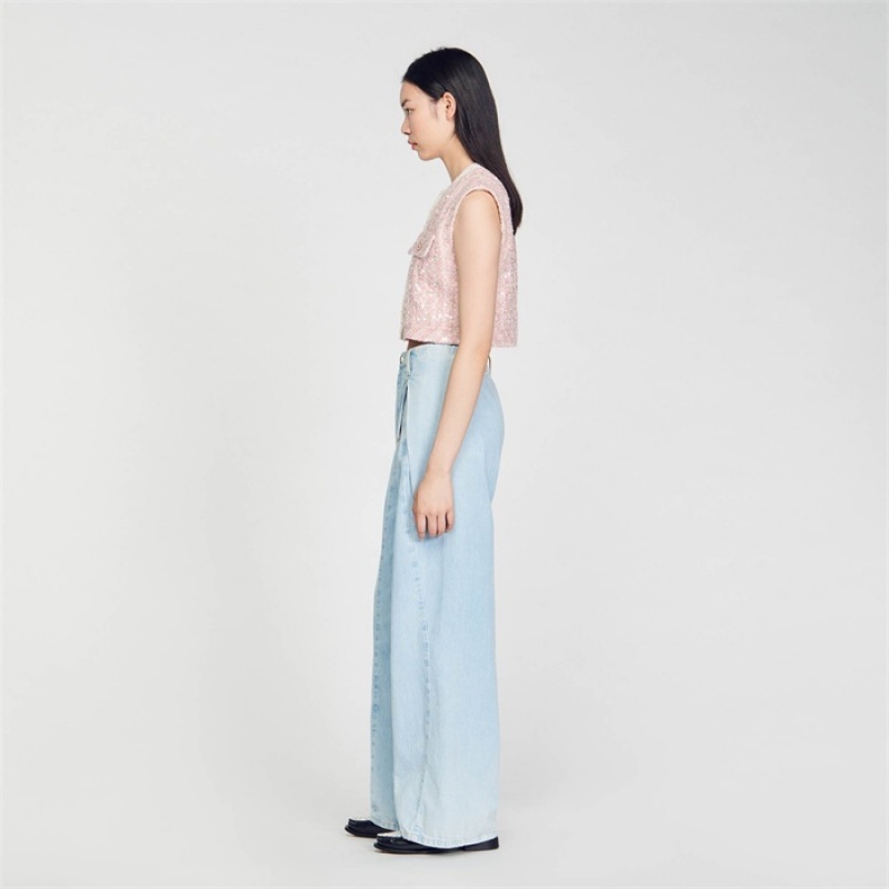 Sandro Sleeveless tweed jacket Pink | SN-SDO64480