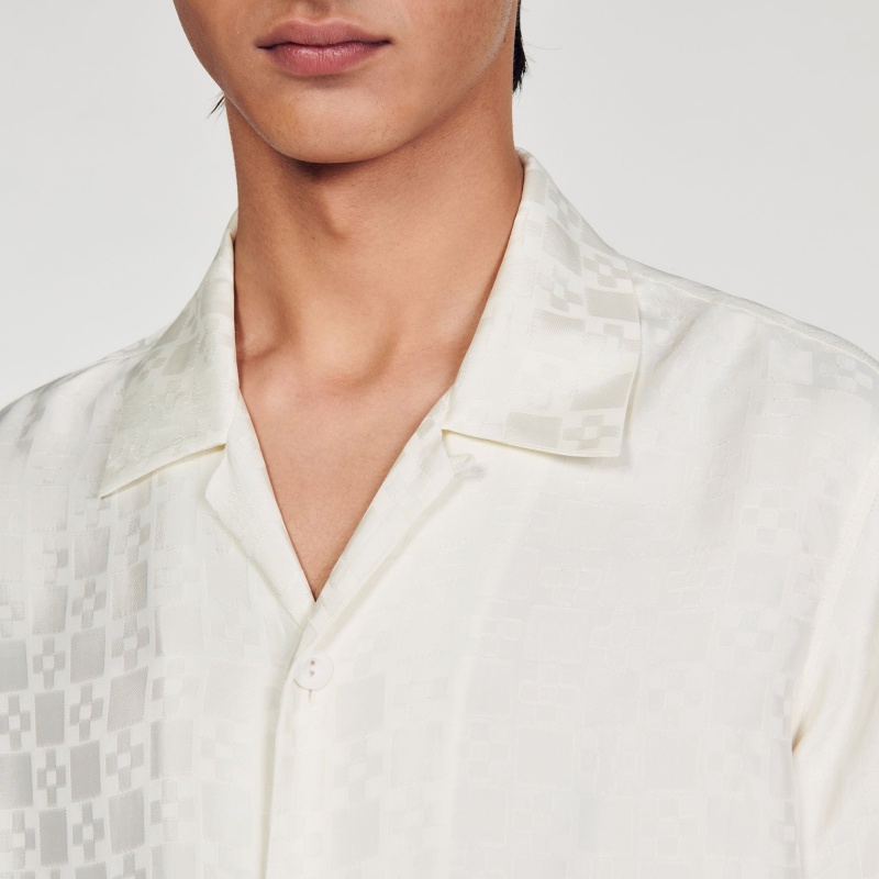 Sandro Square Cross shirt Ecru | SN-SDO65075