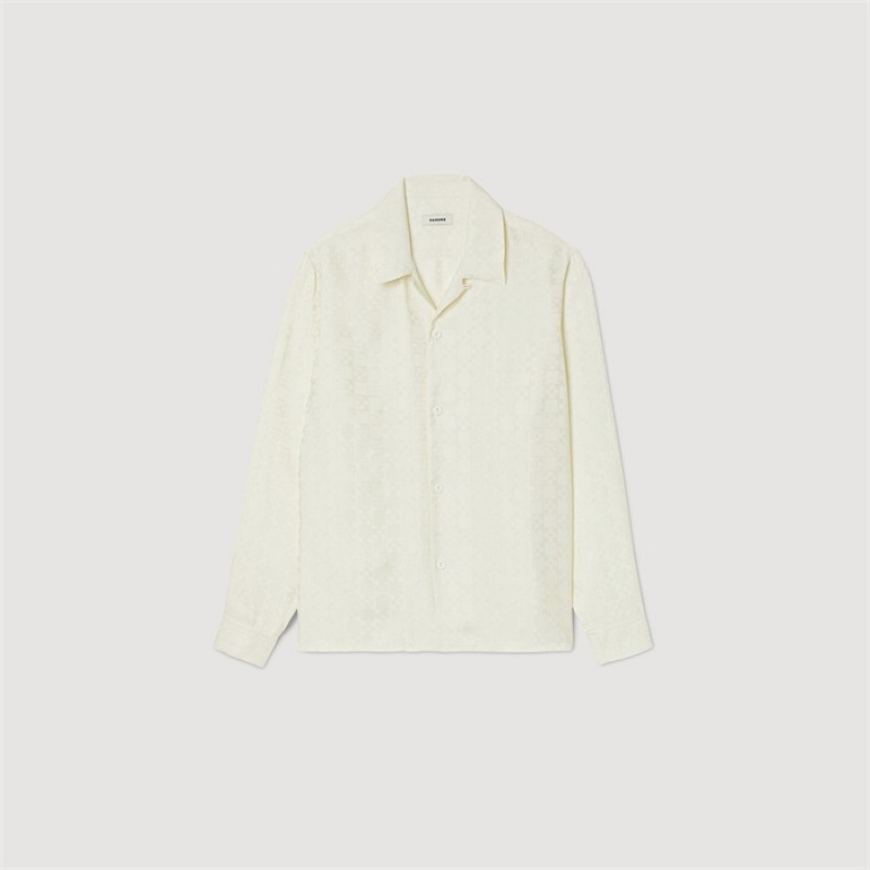 Sandro Square Cross shirt Ecru | SN-SDO65075