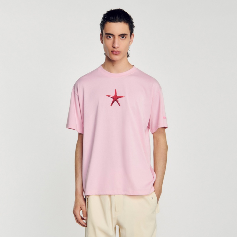 Sandro Starfish T-shirt Pink | SN-SDO65104