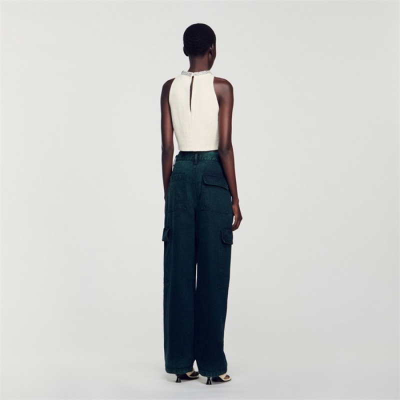 Sandro Tweed cropped top Ecru | SN-SDO64315