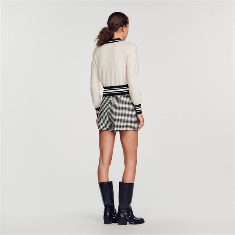 Sandro Two-tone cardigan Ecru | SN-SDO64583