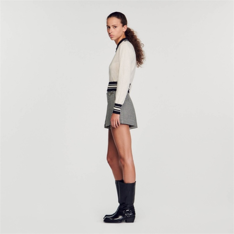Sandro Two-tone cardigan Ecru | SN-SDO64583