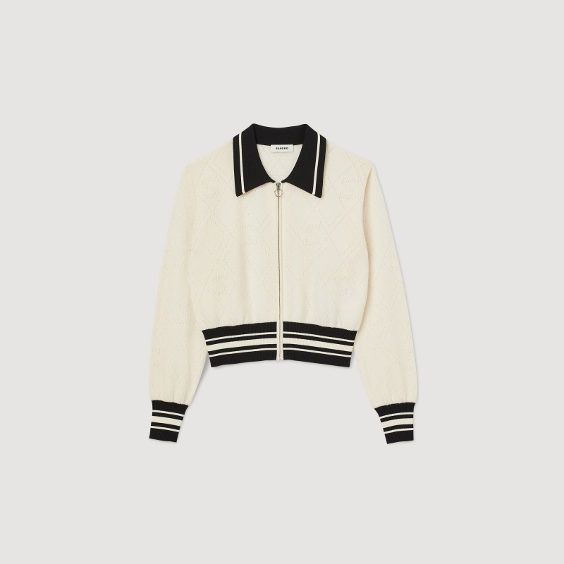 Sandro Two-tone cardigan Ecru | SN-SDO64583