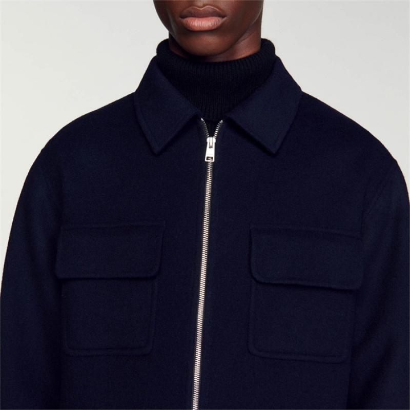 Sandro Wool jacket Dark Navy | SN-SDO65146