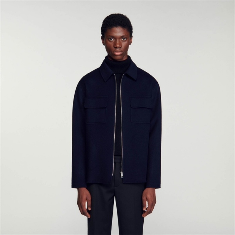Sandro Wool jacket Dark Navy | SN-SDO65146