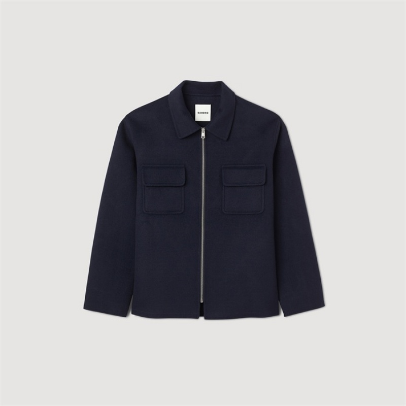 Sandro Wool jacket Dark Navy | SN-SDO65146