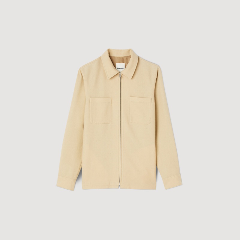 Sandro Wool overshirt Beige | SN-SDO65059