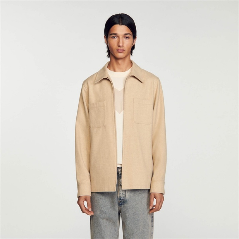 Sandro Wool overshirt Beige | SN-SDO65168