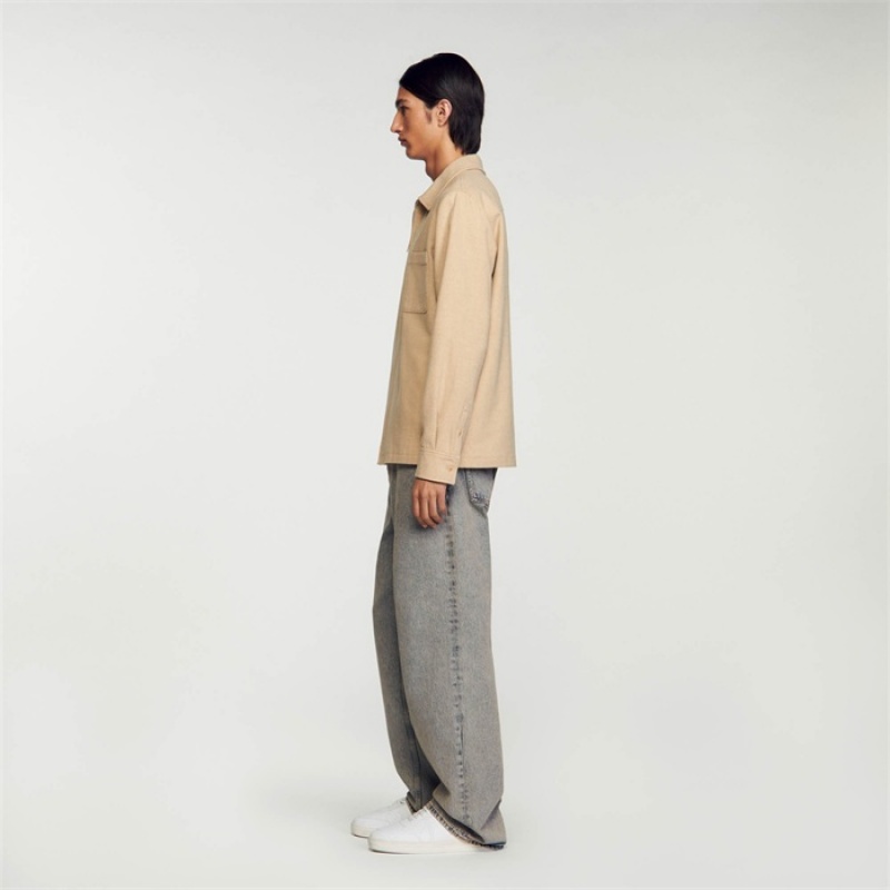 Sandro Wool overshirt Beige | SN-SDO65168