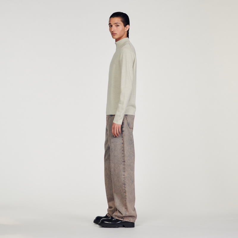 Sandro Wool sweater with zipped collar Putty | SN-SDO65289