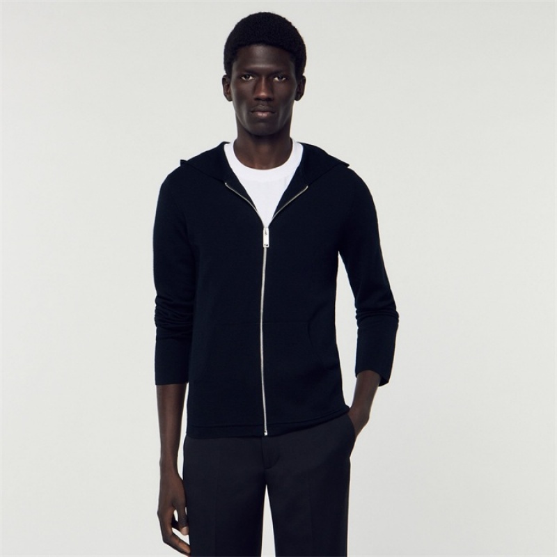 Sandro Zipped cardigan with hood Black | SN-SDO65277