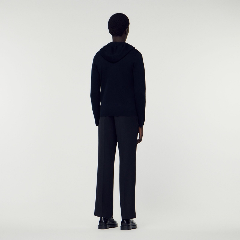 Sandro Zipped cardigan with hood Black | SN-SDO65277