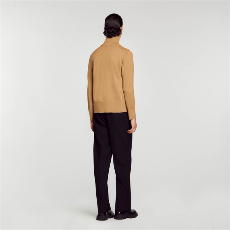 Sandro Zip-up wool cardigan Caramel | SN-SDO65255