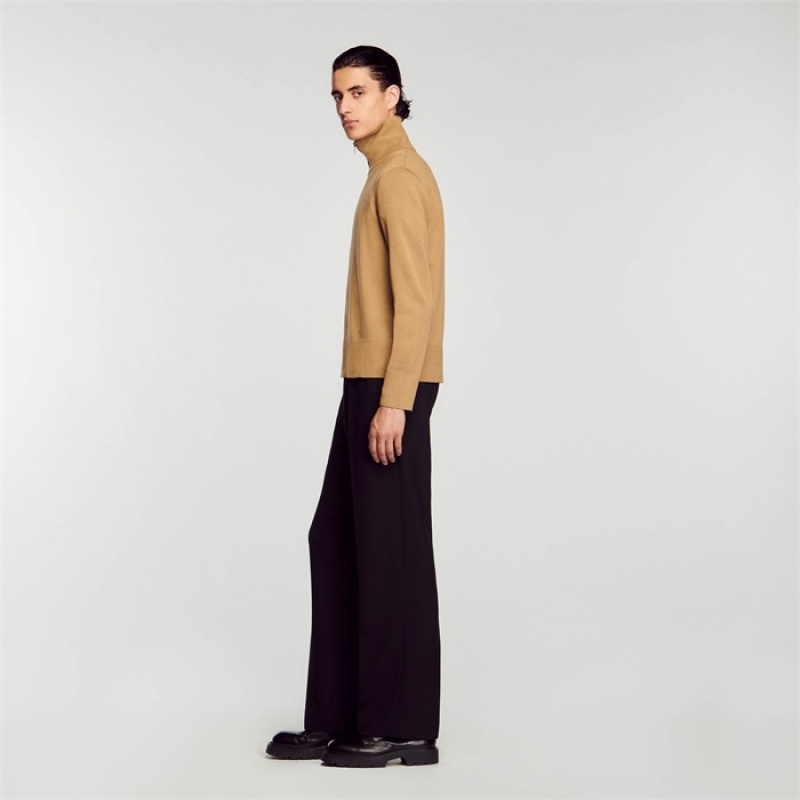 Sandro Zip-up wool cardigan Caramel | SN-SDO65255