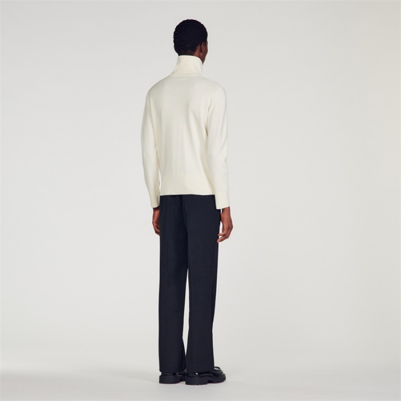 Sandro Zip-up wool cardigan Ecru | SN-SDO65258