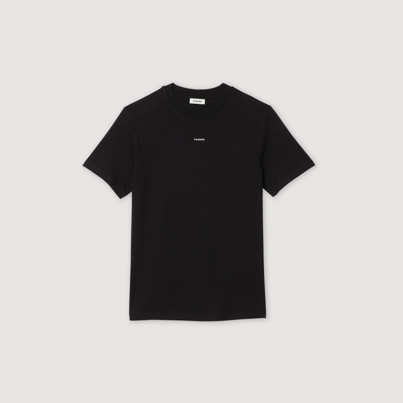 Sandro embroidered T-shirt Black | SN-SDO65114
